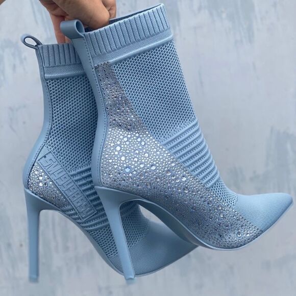 NWT Steve Madden 8.5 Maxwelle Pointed Jeweled Bling Heeled Ankle Sock Booties - Picture 1 of 16